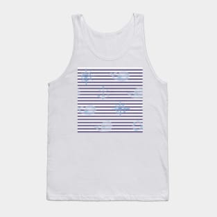 Whale Anchor Helm Watercolor Linen Stripes Tank Top